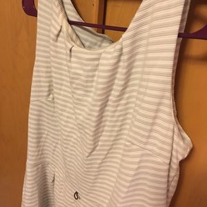 White and grey striped dress with pockets